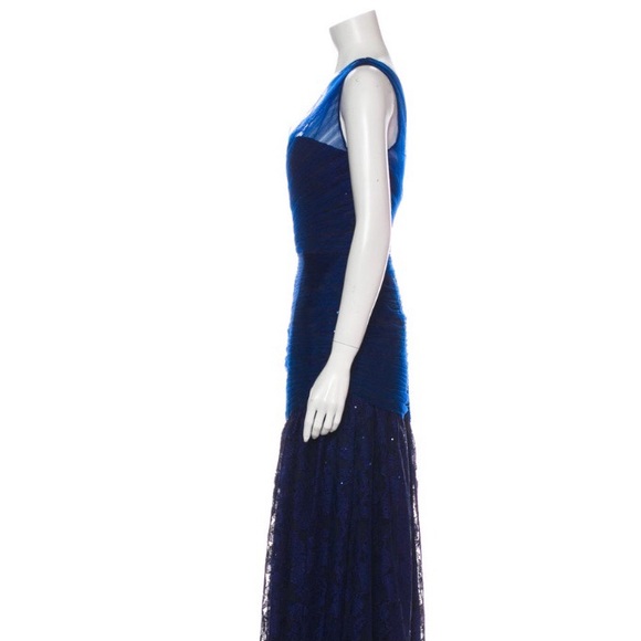 Monique Lhuiller Navy Sequin Lace Gown NWT - Picture 3 of 13